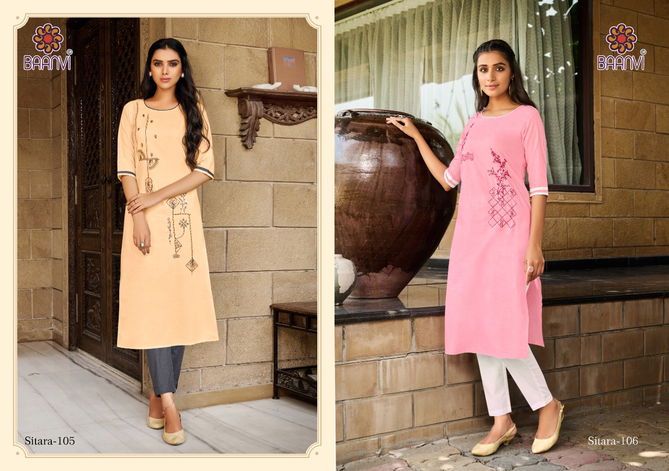 Baanvi Sitara 1 Embroidery Cotton Ethnic Wear Latest Kurti With Pant Collection